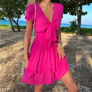 Tie Front Ruffle Hem Dress